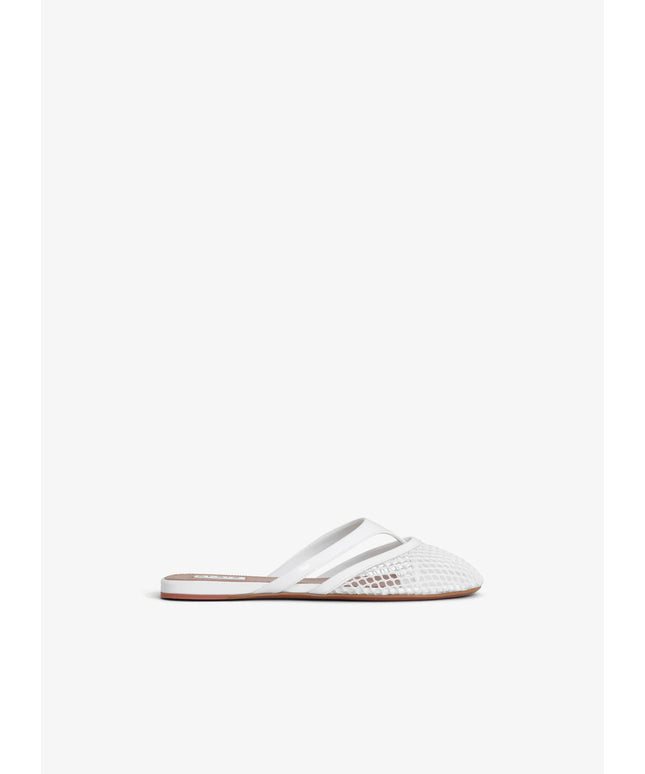 INFRADITO FLAT MULES IN FISHNET AND LEATHER