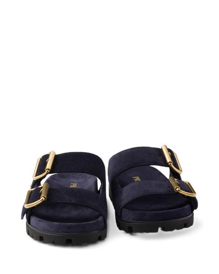 Prada
buckle suede slides