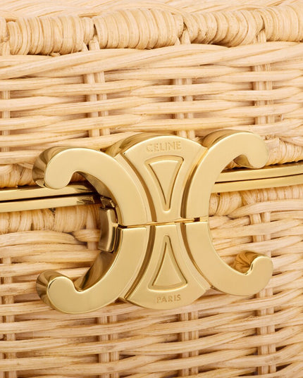 TRIOMPHE OVAL BOX IN WICKER AND CALFSKIN