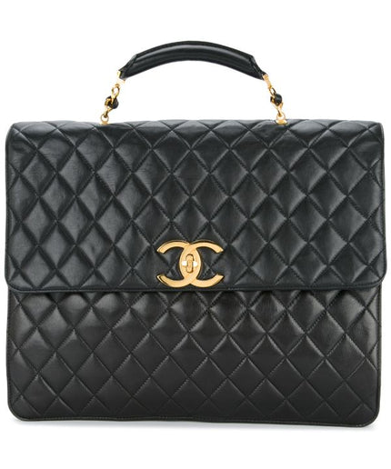 Chanel quilted briefcase business handbag