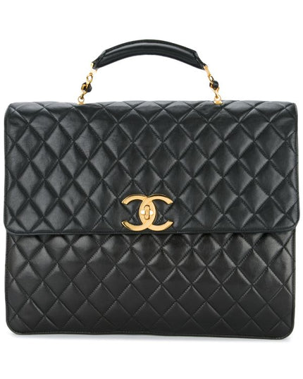 Chanel quilted briefcase business handbag
