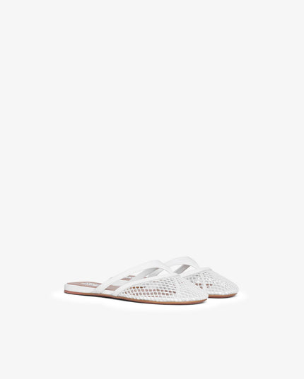 INFRADITO FLAT MULES IN FISHNET AND LEATHER