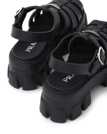 Prada
70mm Monolith caged rubber sandals