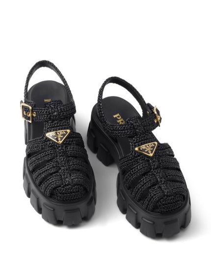 Prada
caged flatform raffia sandals