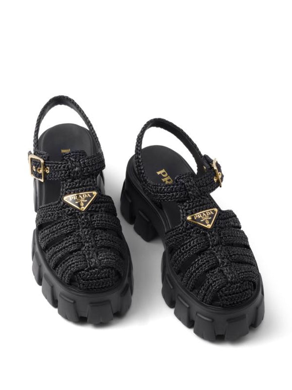Prada
caged flatform raffia sandals