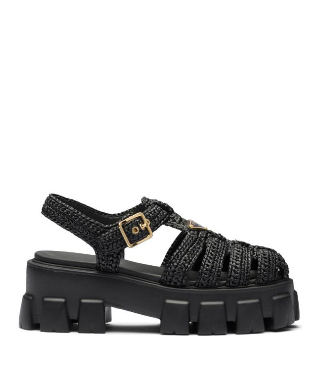Prada
caged flatform raffia sandals