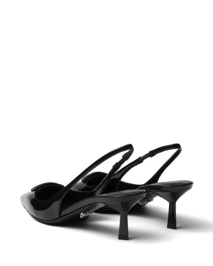 Prada
55mm patent-leather slingback pumps