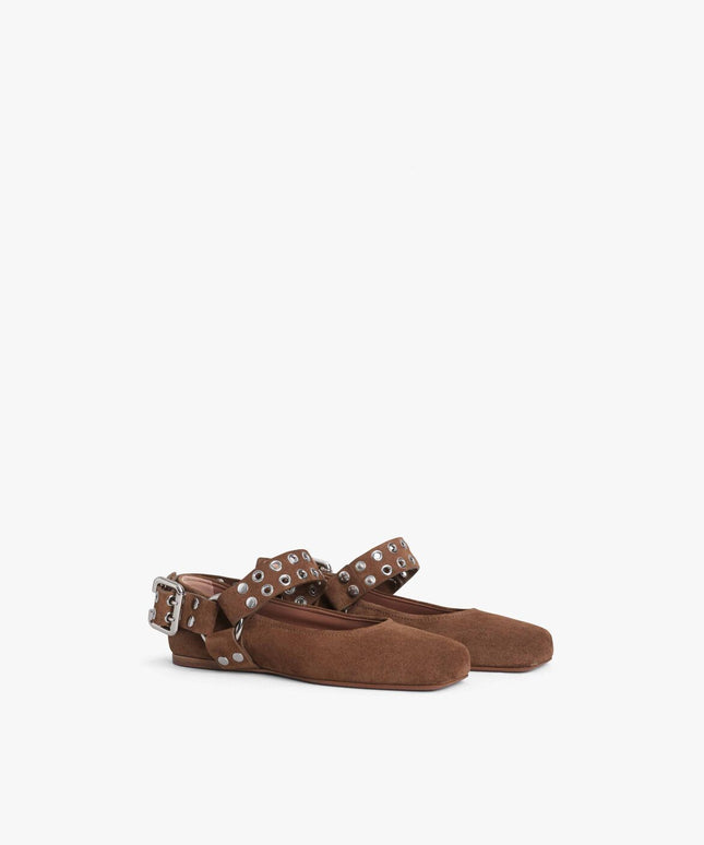 BIKER BALLET FLATS IN SUEDE