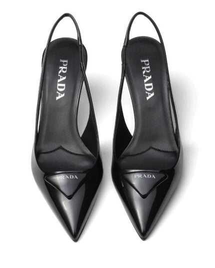 Prada
55mm patent-leather slingback pumps