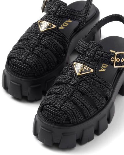 Prada
caged flatform raffia sandals